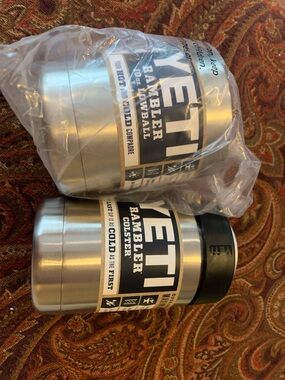 Yeti Stainless Steel Rambler Colster Cooler - Silver and Black